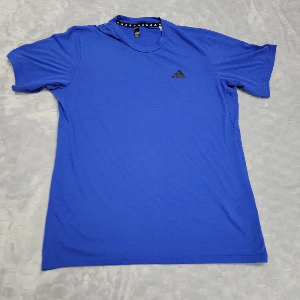 Adidas Aeroready Mens Large Blue Short Sleeve Athletic Training T-Shirt Tee